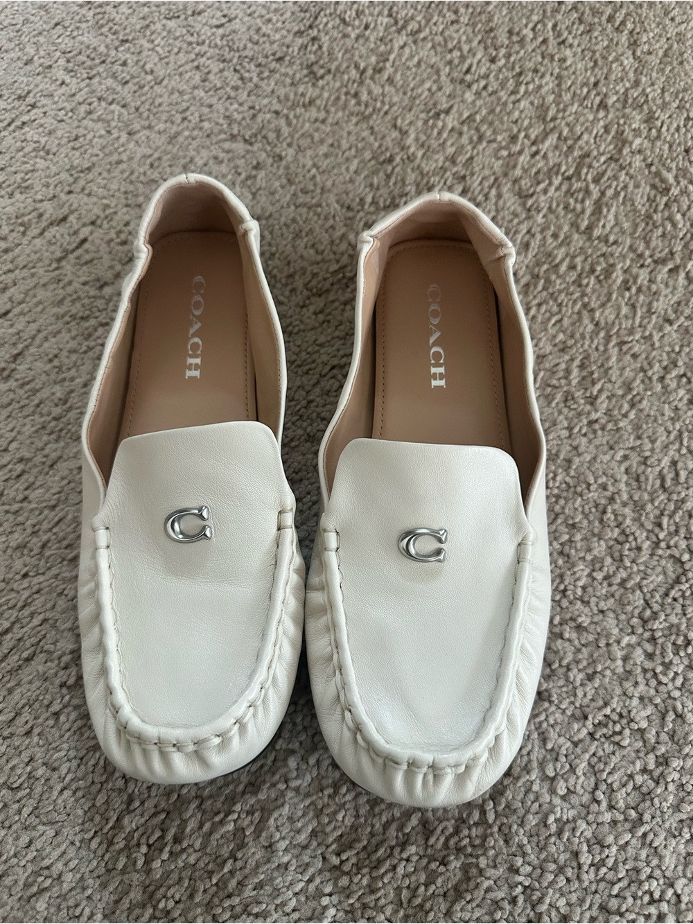 Coach Women’s Cream Leather Loafers